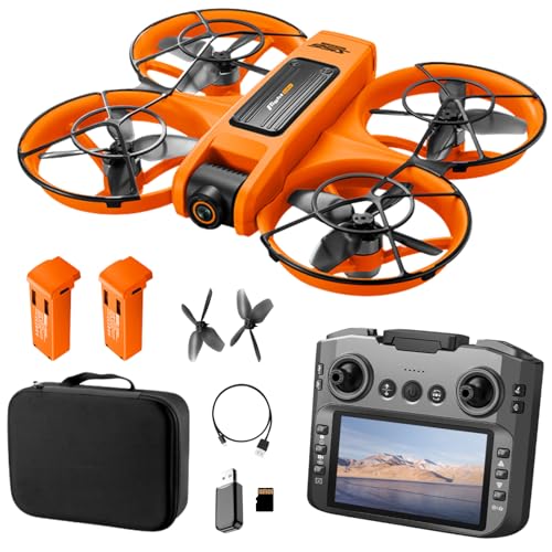 RC Drone with HD Dual Camera & Night LED, Brushless Motor Optical Flow Positioning Headless Mode S156 Mini Quadcopter, Beginner-Friendly FPV Photography Drones with 2 Batteries for Adults (Orange)