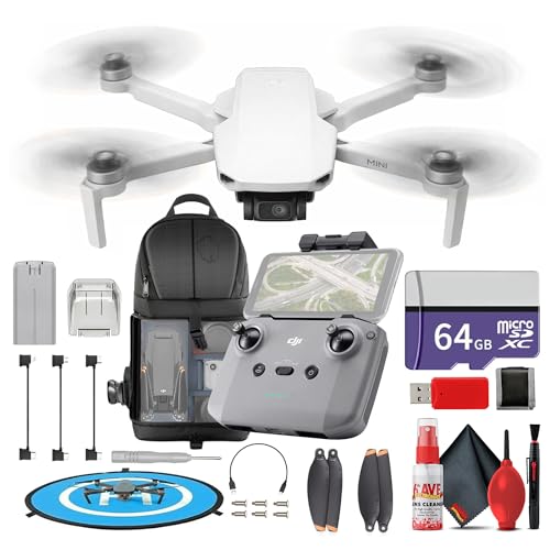 DJI Mini 4K Lightweight UHD Drone, Under 249g | 12MP Camera, 3-Axis Gimbal, 10 km Video Transmission, 31-Min Flight Time | For Beginners & Travel Photography + 64GB Card + BackPack + Landing Pad +More