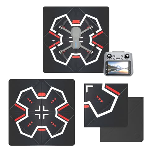 Universal Drone Landing Pad - Fast-Foldable, Portable, Weighted for Wind Resistance | Waterproof Landing Pad Compatible with DJI Mini 4k/3/5 Pro, Mavic 4, Air 3s, Neo, and Flip (black cyan)