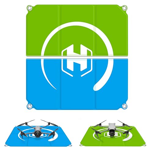 STARTRC PHOTO Drone Landing Pad Foldable 2x3 Fast-Fold, (26in/65cm) Double-Sided Waterproof Launch Pad, Weighted Helipad for DJI Air 3S/Mavic 4 Pro/Avata 2/Mavic 3 Pro/Mini 4k Drone Accessories (Blue-Green)