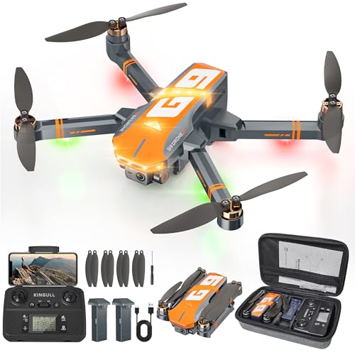 GPS Drones with 4K Camera for Adults with Brushless Motor and Follow Me Mode,Long Flight Time and Distance,5G FPV Transmission and Auto Return,G9 Foldable RC Quadcopter for Beginner,Under249g (Dark gray)