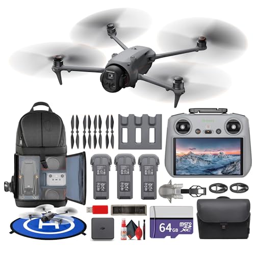 DJI Mavic 4 Pro Drone Fly More Combo Bundle Professional Aerial Camera | Advanced Obstacle Avoidance | Long Flight Time | Cinematic Video + 64GB Card + BackPack + More (12 Pcs)