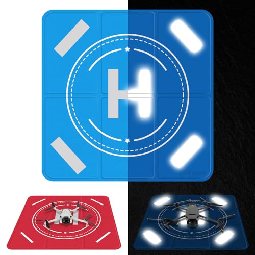 FPVtosky Drone Landing Pad Weighted, Nighttime Reflective & Foldable Launch Pad, Waterproof Helipad for DJI Mini 5/4/3 Pro/Mini 4k/Air 3S/Neo/Flip Drone Accessories (20 in)