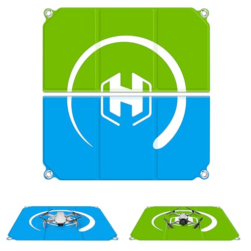 STARTRC PHOTO Drone Landing Pad Foldable 2x3 Fast-Fold, (22in/55cm) Double-Sided Waterproof Launch Pad, Weighted Helipad for DJI Mini 4 Pro/Mini 4k/AIR 3S/Neo/Mini 3/Mini 2 se/Avata 2/Flip Drone Accessories (Blue-Green)