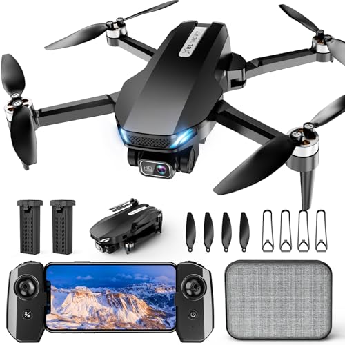 Drone with Camera, 2K HD FPV Drones for Adults, RC Quadcopter with Gravity Control, One Key Take Off/Land, Waypoint Fly, Gestures Selfie, 3 Speed Modes, Mini Drone for Beginners with 2 Batteries