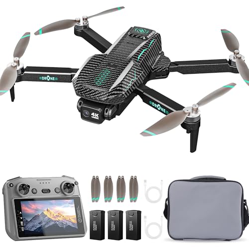 GPS Drone with 4K Camera for Adults, FPV RC Quadcopter, 90-min Flight Time, Auto Return, GPS Follow, Circle Fly, 5-inch LCD Tablet Screen, Brushless Motor, Lightweight Foldable Drone for Beginners