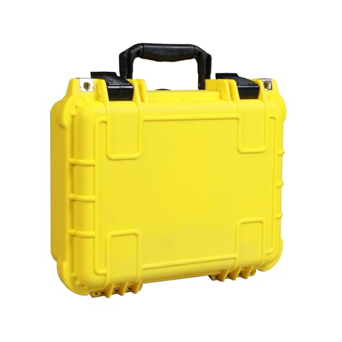Jack Boss 14x 11.5x 6.5 Inch Hard Case, Portable Weather Waterproof Protective Camera Case with Customizable Foam, Fit Use of Drones, Camera, Equipments, Yellow