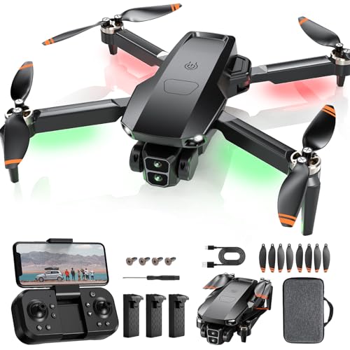 Drone with Camera for Adults 4K, Brushless Motor Drones for Kids Beginners, 60 Mins Flight, 130° Lens, FPV Foldable RC Quadcopter, Gesture Photography, Toys Gifts for Teen Boys Girls, Black