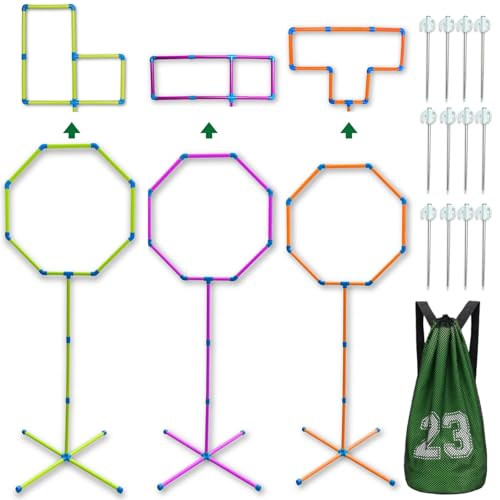 6-in-1 Drone Obstacle Course Kit with Carry Bag - 6 Shapes Multi-Configuration FPV Racing Gates, Wind-Resistant Ground Stakes, Training Set for RC Quads & Micro Drones (3-Size Set)