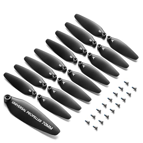 Universal 70mm/2.76In Drone Propellers for S159, S166, S167, S197, V168 Models - Replacement Drone Accessories with Stable and Low-Noise Operation, Easy Installation and Removal,16-Pack (Black)