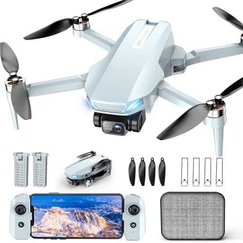 Drone with Camera, 2K HD FPV Drones for Adults, Mini Drone with Gravity Control, One Key Take Off/Land, Waypoint Fly, Gestures Selfie, 3 Speed Modes, RC Drone for Beginners with 2 Batteries