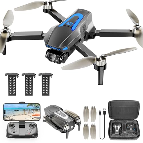 PLEGBLE Drones with Camera for Adults 4K, FPV Drone for Kids Beginners, Foldable RC Quadcopter with 3 Batteries 45 Mins Long Flight Time, Brushless Motor, One Key Start, Toys Gifts for Boys Teen Men