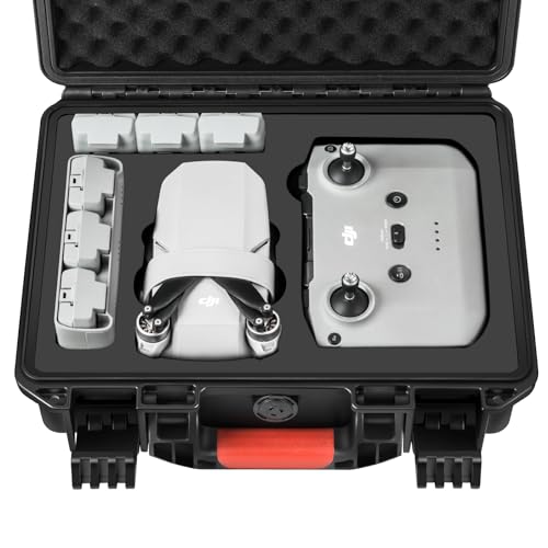Drone Case for DJI Mini 4K: Waterproof Hard Travel Cases with Custom Foam for DJI Mini 2 /2 SE Fly Combo, Large Carrying Box for Drone, Batteries, Charger, Cable, Propeller & Accessories (Case Only)